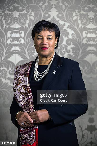 Patricia Scotland, Baroness Scotland of Asthal, poses for a photograph in Marlborough House on March 10, 2016 in London, England. Patricia Scotland...