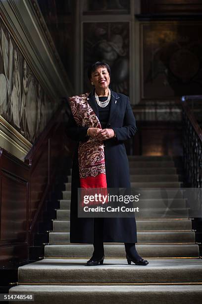 Patricia Scotland, Baroness Scotland of Asthal, poses for a photograph in Marlborough House on March 10, 2016 in London, England. Patricia Scotland...