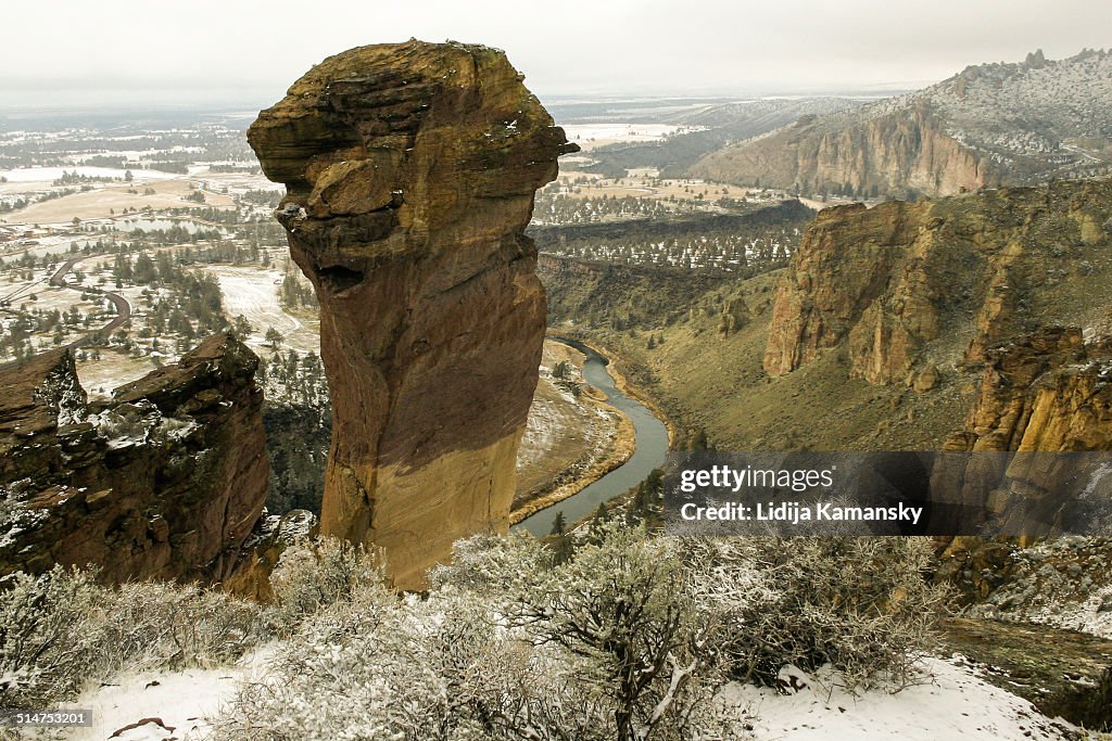 Monkey Face Spire in winter