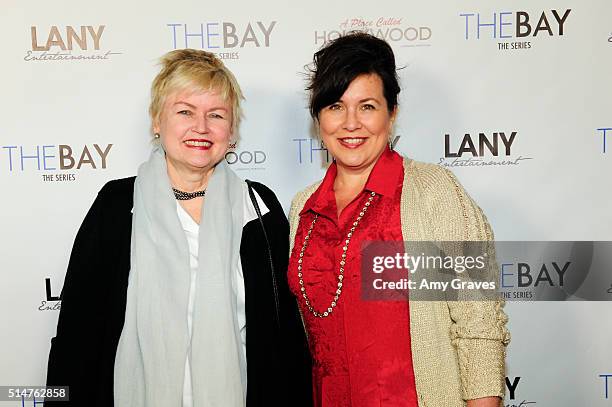 Mary Maderes and Christine Rosato attend the 5th Annual LANY Entertainment Mixer at St. Felix on March 10, 2016 in Hollywood, California.