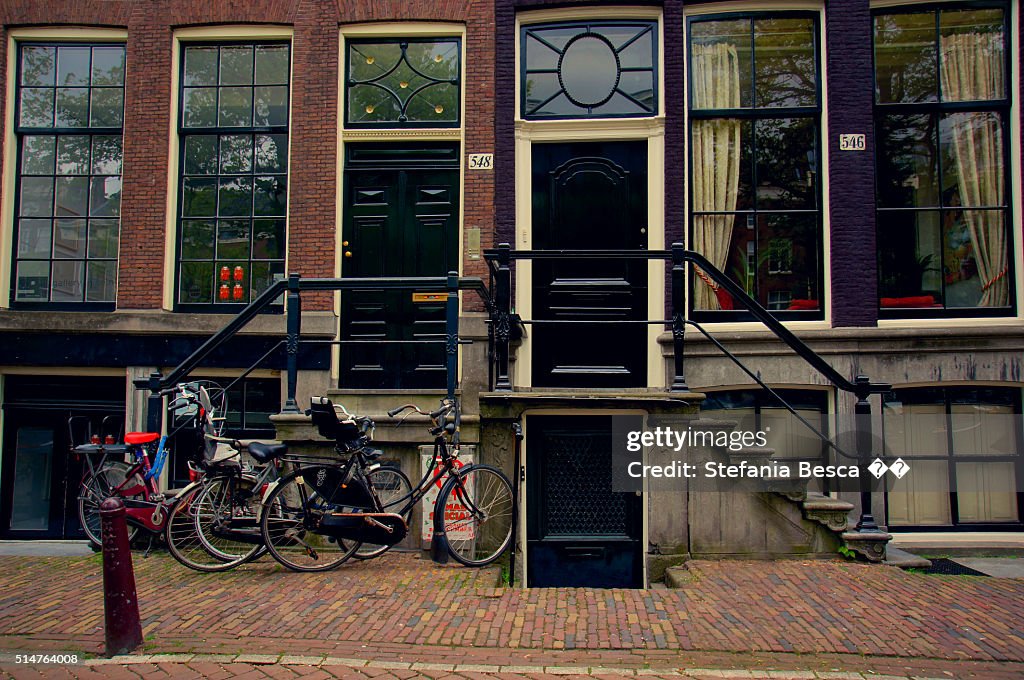 Typical building's doors in Amsterdam