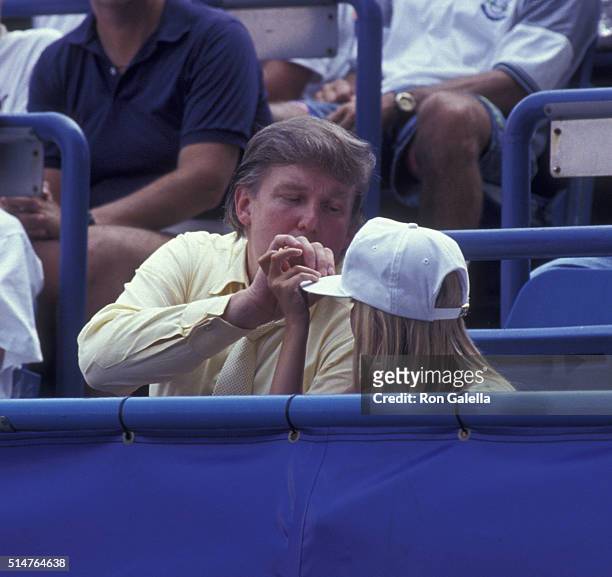 Donald Trump and Ivanka Trump attend U.S. Open Tennis Tournament on August 30, 1991 at Flushing Meadows Park in New York City.