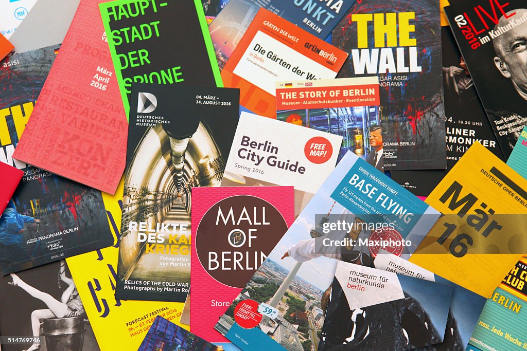 Berlín turista folletos, folletos y anuncios hasta eventos locales