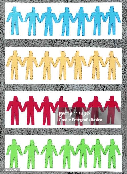 rows of multicolored men - segregation stock illustrations