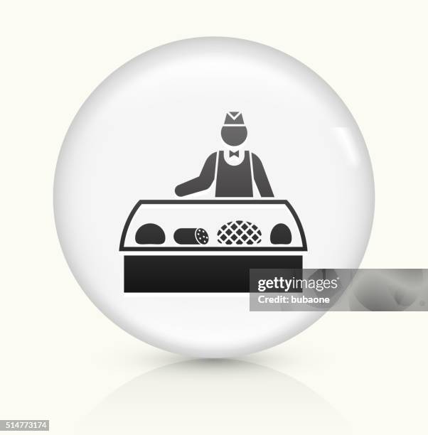 deli sales person icon on white round vector button - cold cuts stock illustrations