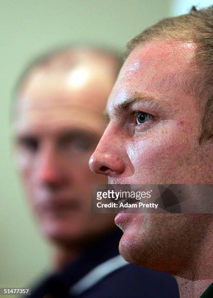 Darren Lockyer captain of the Kangaroos smiles during the press conference at Crowne Plaza Coogee October 14, 2004 in Sydney, Australia.