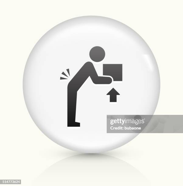 lifting hazard icon on white round vector button - lifting box white background stock illustrations