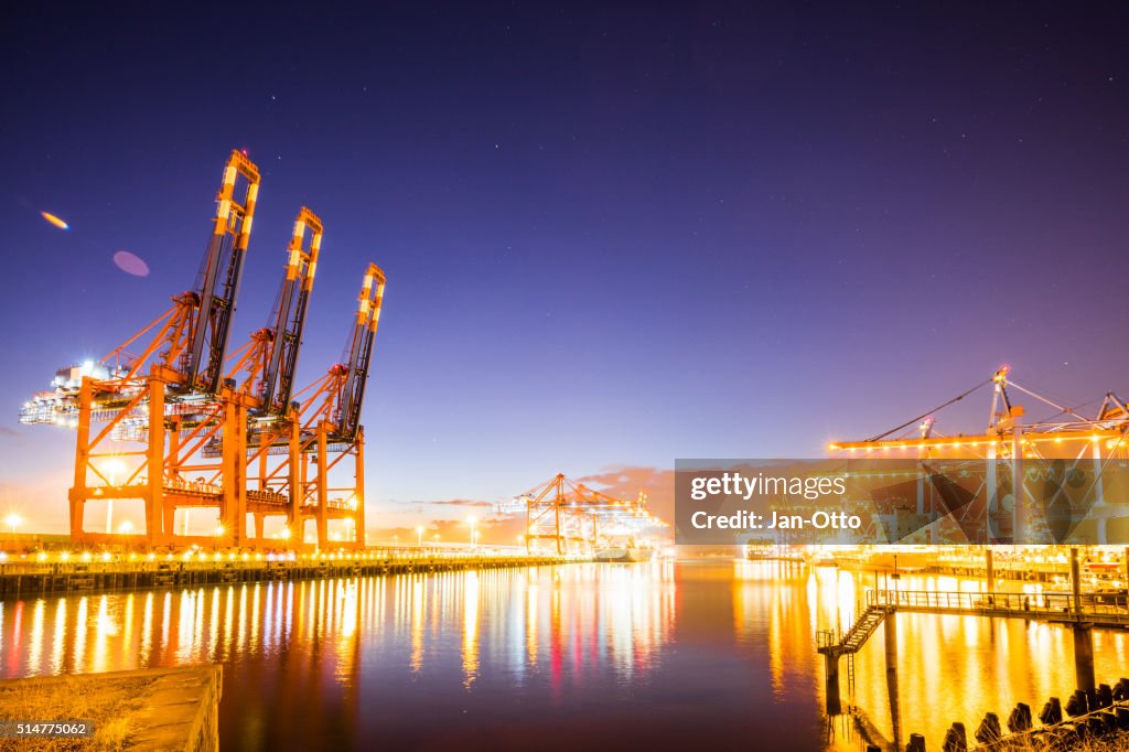 Container terminal in Hamburg harbour.