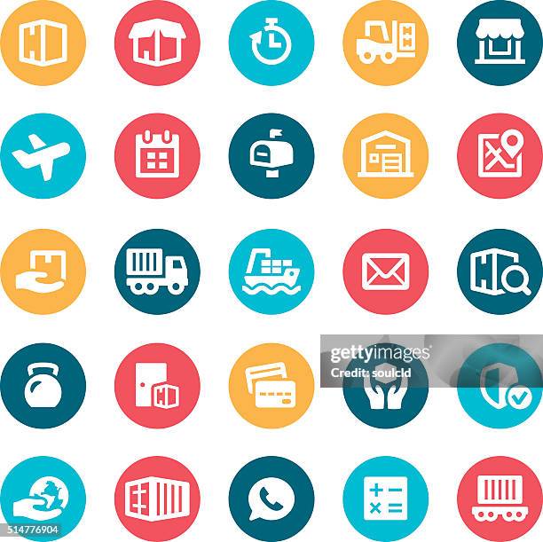 logistics icons - front end loader stock illustrations