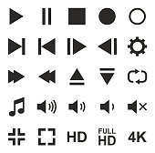 Video Or Music Or Camera Button Icons