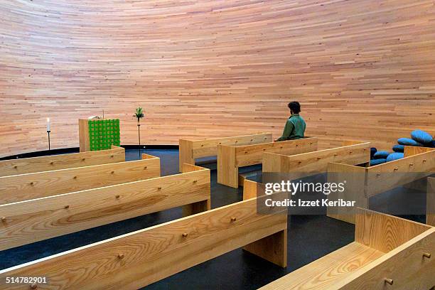 chapel of silence at kamppi, helsinki, finland - chapel stock pictures, royalty-free photos & images