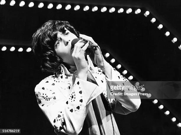 Donny Osmond of The Osmonds performing on stage at the London Palladium circa 1973 in London, England.