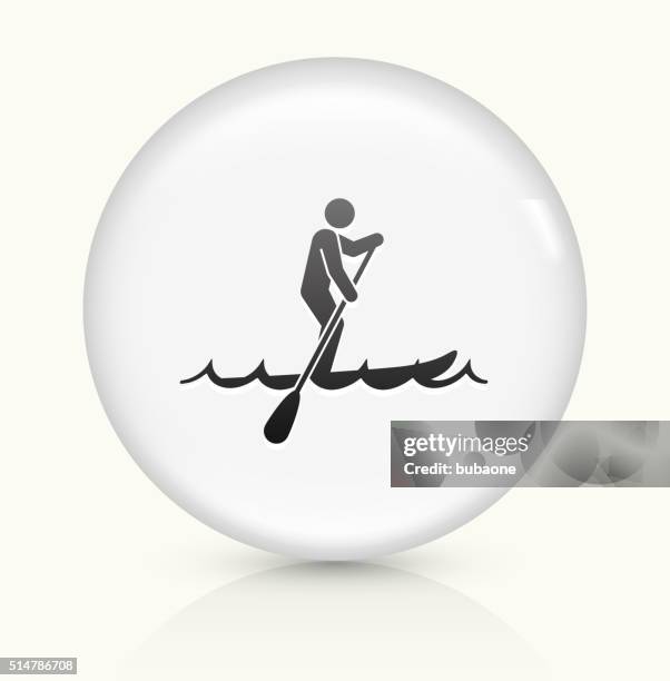 paddle boat icon on white round vector button - rowing icon stock illustrations
