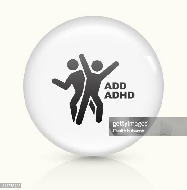 add adhd icon on white round vector button - adhd stock illustrations