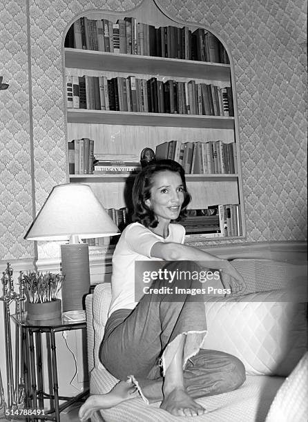 Lee Radziwill photographed in the living room that she personally decorated circa 1976 in New York City.