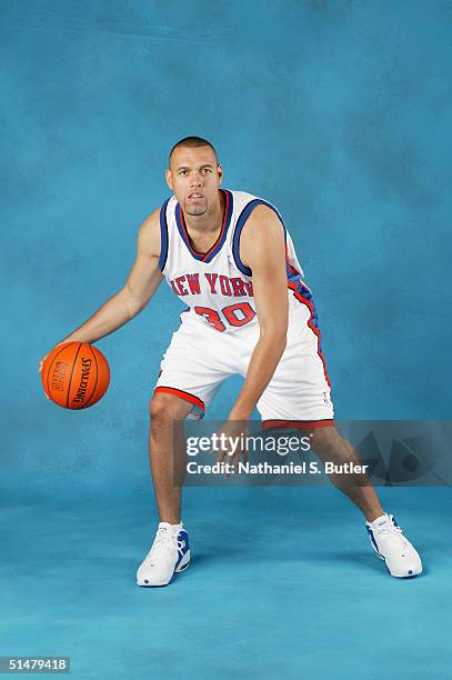 Tracy Murray of the New York Knicks poses for a portrait during NBA Media Day on October 4, 2004 in New York City, New York. NOTE TO USER: User...