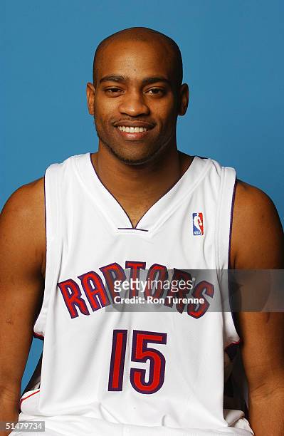 Vince Carter of the Toronto Raptors poses for a portrait during NBA Media Day on October 4, 2004 in Toronto, Canada. NOTE TO USER: User expressly...