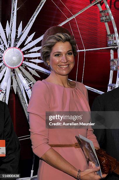 Queen Maxima of The Netherlands is being introduced to different Businesses at the Museum of Fashion and Design during an economical dialogue between...