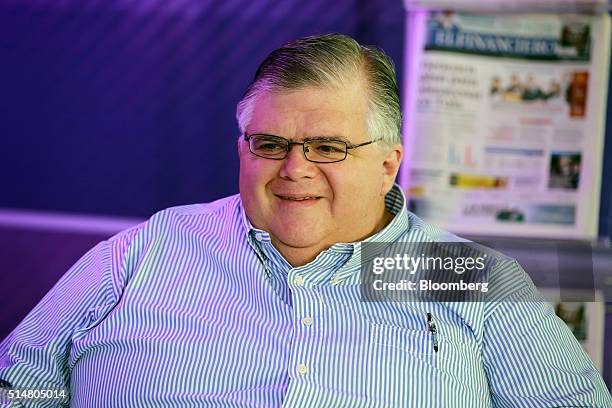 Agustin Carstens, governor of Mexico's central bank, Banco de Mexico, speaks at an interview during the Banks of Mexico Association 79th annual...