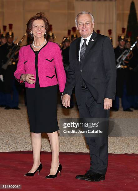Jean-Marc Ayrault and his wife Brigitte Ayrault arrive at The State Dinner in Honor Of King Willem-Alexander of the Netherlands and Queen Maxima at...