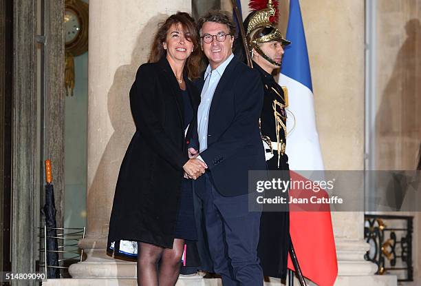 Francois Cluzet and his wife Narjiss Cluzet arrive at The State Dinner in Honor Of King Willem-Alexander of the Netherlands and Queen Maxima at...