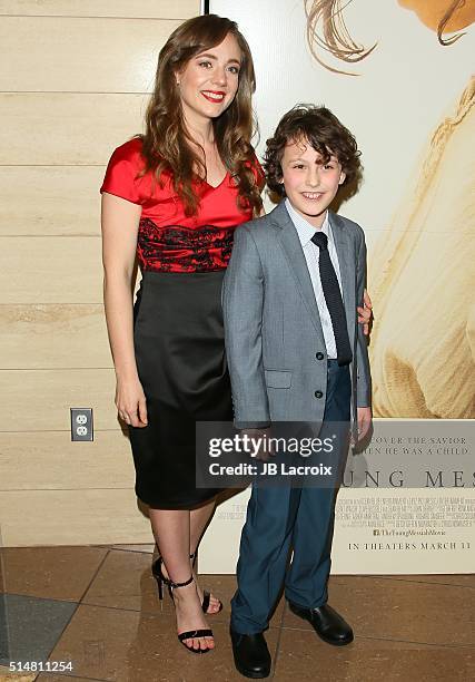 Sara Lazzaro and Adam Greaves Neal attend the screening of Focus Features' "The Young Messiah" on March 10, 2016 in Los Angeles, California.