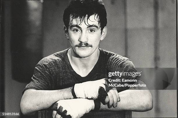 Portrait of Irish featherweight boxer Barry McGuigan, circa 1985.