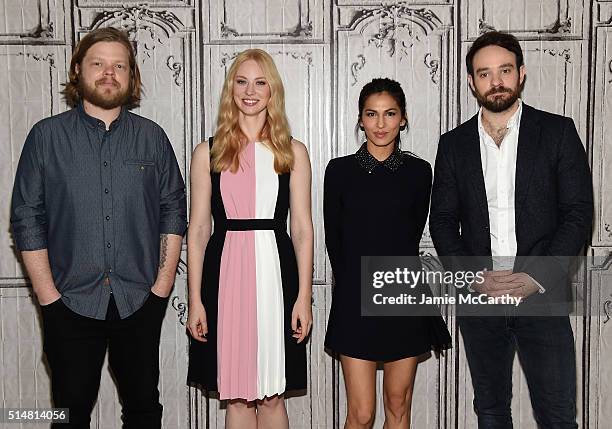 Elden Henson, Deborah Ann Wool, Elodie Yung and Charlie Cox of Netflix Original Series "Marvel's Daredevil" attend the AOL Build Speakers Series at...