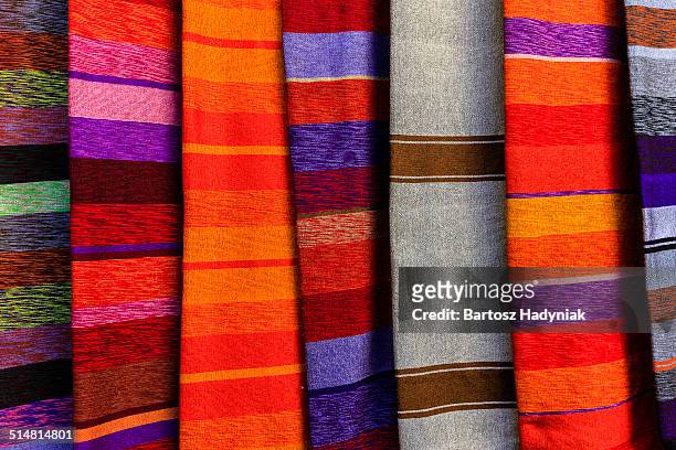 colourful silk scarves for sale, medina of fes - striped scarf stock pictures, royalty-free photos & images
