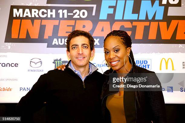 Wall Street Journal sports writer Matthew Futterman and track and field athlete Sanya Richards-Ross attend 'Keeping the Buzz Going After the Crowd...