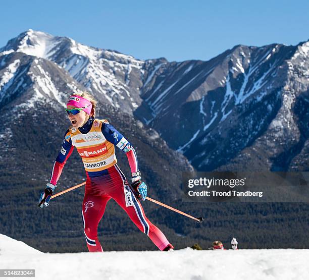 March 11: Therese Johaug during Cross Country Ladies 10.0 km Individual Free on March 11, 2016 in Canmore, Canada .