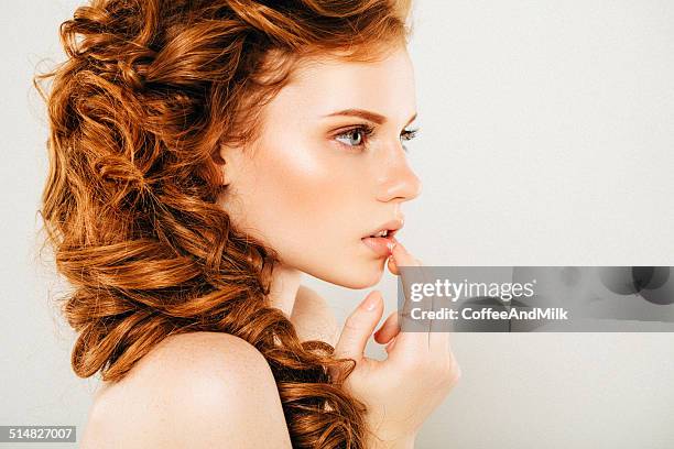 studio shot of young beautiful woman - natural shot female stock pictures, royalty-free photos & images