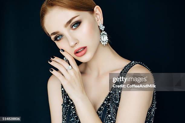 portrait of a nice looking woman - jewelry stock pictures, royalty-free photos & images