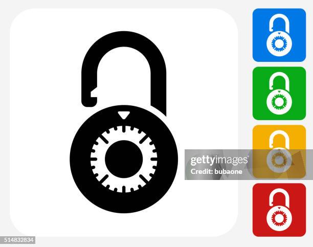 dial security lock icon flat graphic design - combination lock stock illustrations