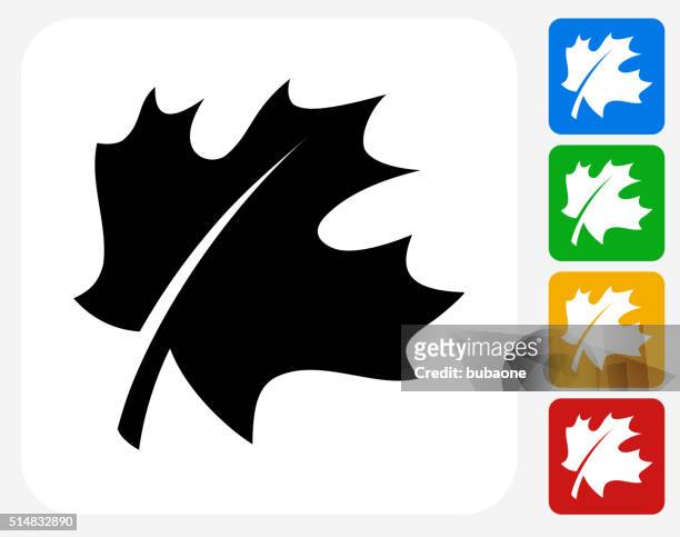 leaf icon flat graphic design - maple tree stock illustrations