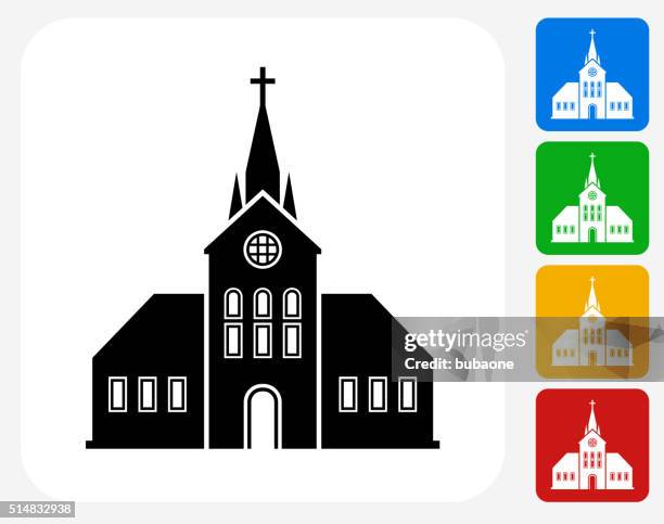 kirche gebäude symbol flache grafik design - church icon stock-grafiken, -clipart, -cartoons und -symbole