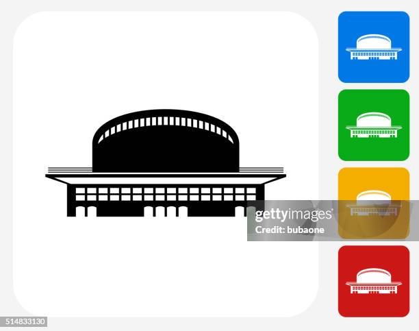 stadium building icon flat graphic design - concert hall stock illustrations