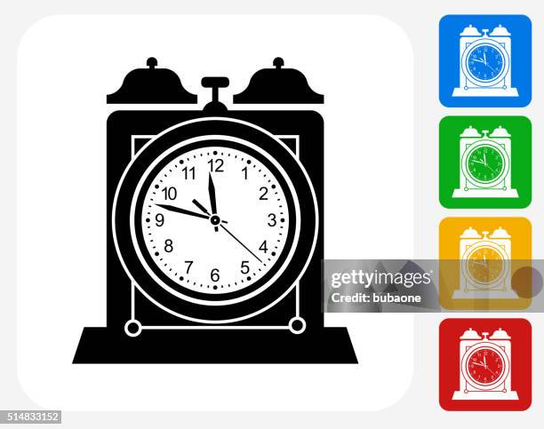 clock icon flat graphic design - mantle stock illustrations