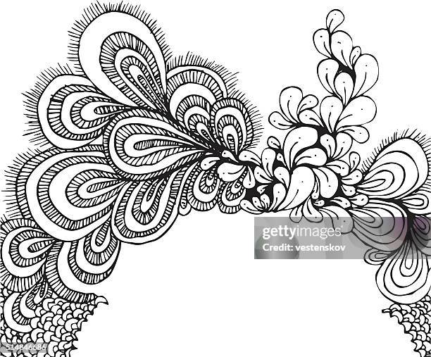 stockillustraties, clipart, cartoons en iconen met hand drawn free style abstract leaf - knooppatroon