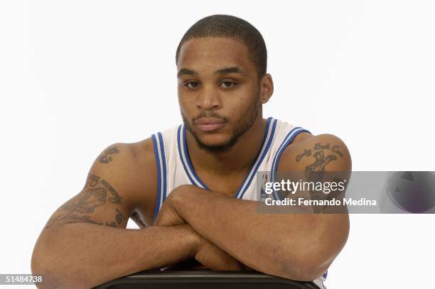 Jameer Nelson of the Orlando Magic poses for a portrait during NBA Media Day on October 4, 2003 in Orlando, Florida. NOTE TO USER: User expressly...