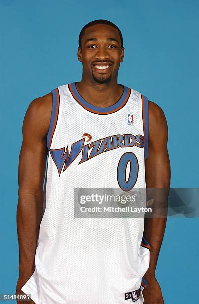 Gilbert Arenas of the Washington Wizards poses for a portrait during NBA Media Day on October 4, 2004 in Washington, D.C. NOTE TO USER: User...