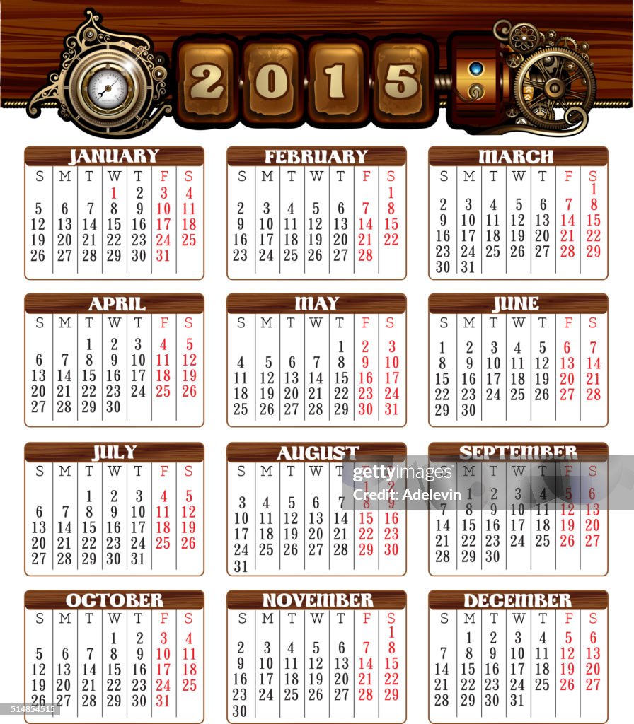 Steampunk 2015 calendar