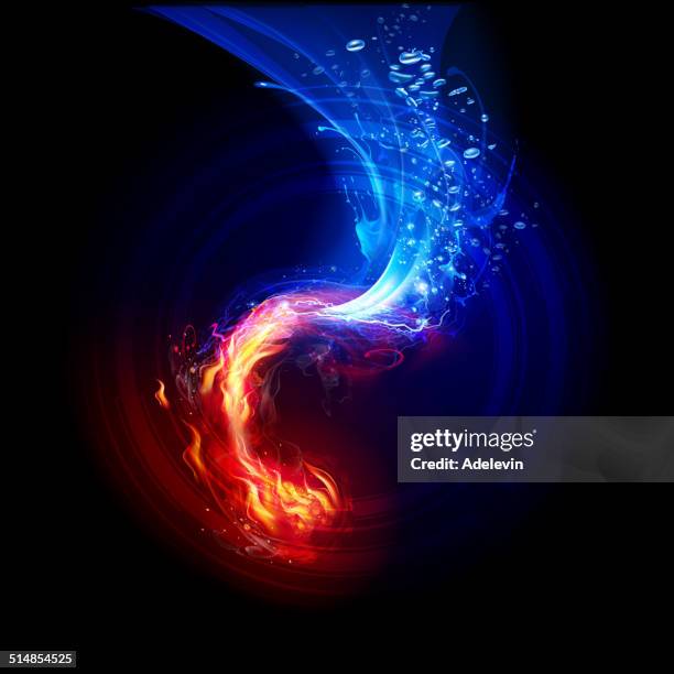 fire and  water backgrounds - yin yang symbol stock illustrations