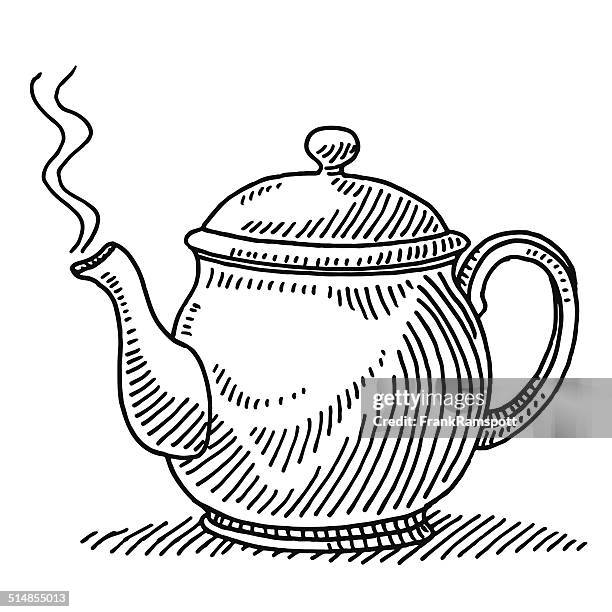 teekanne dampfbad zeichnung - afternoon tea stock-grafiken, -clipart, -cartoons und -symbole