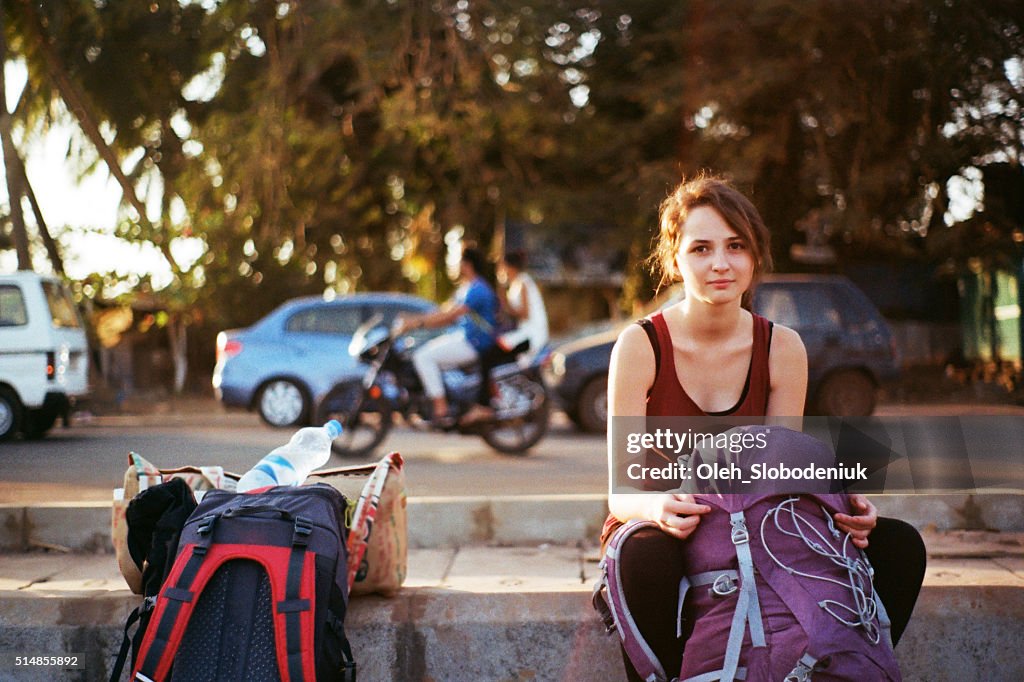 Tourist with bags