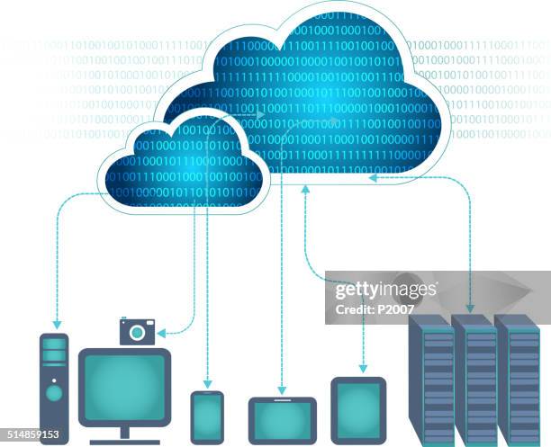 cloud computing storage - rendering of binary code pattern stock illustrations