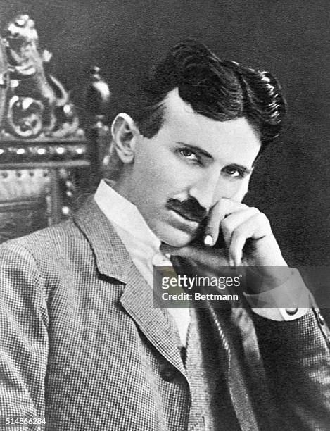 Serbian-American inventor, engineer and futurist Nikola Tesla , aged 40, circa 1896.