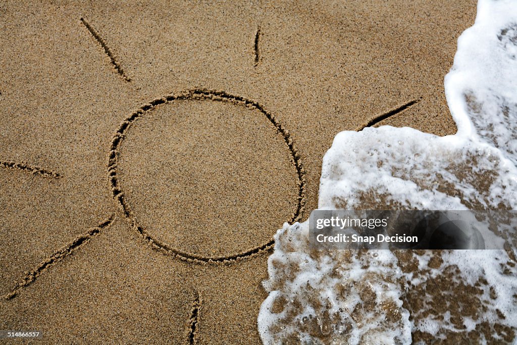 Sun drawing on beach