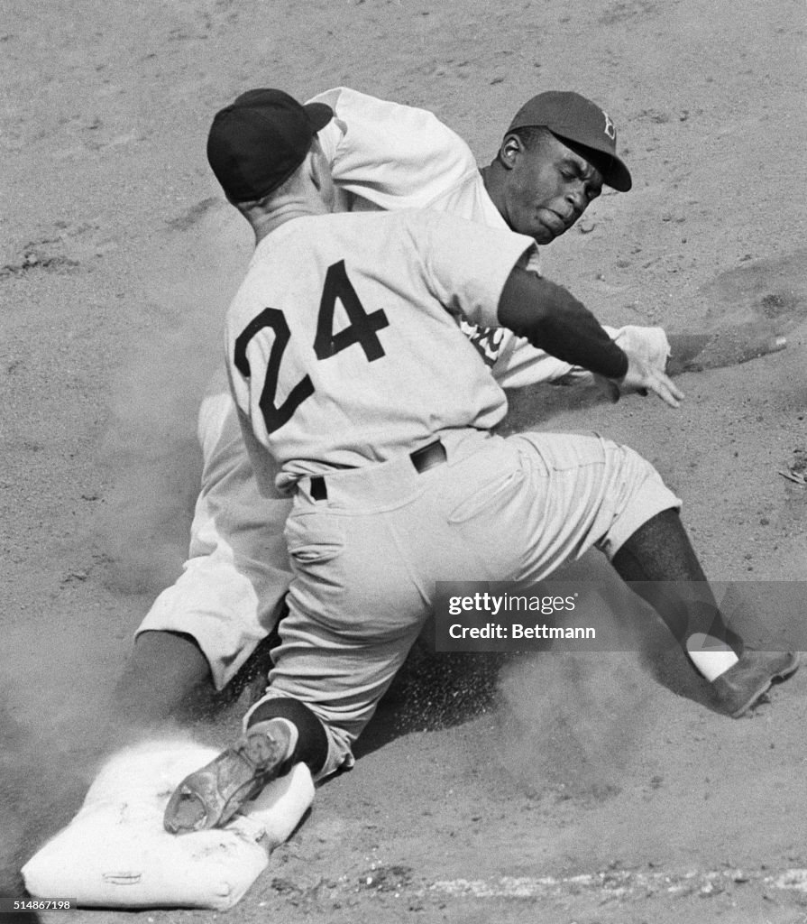 Bill Johnson Tagging Out Jackie Robinson