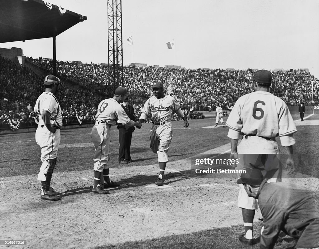 Jackie Robinson After Hitting a Homer